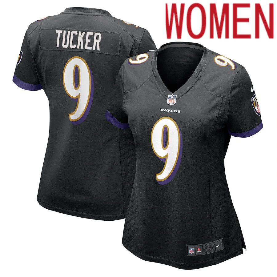 Women Baltimore Ravens #9 Justin Tucker Nike Black Game NFL Jersey